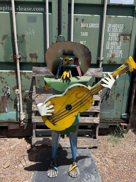 Metal Mariachi Guitarist Sculpture