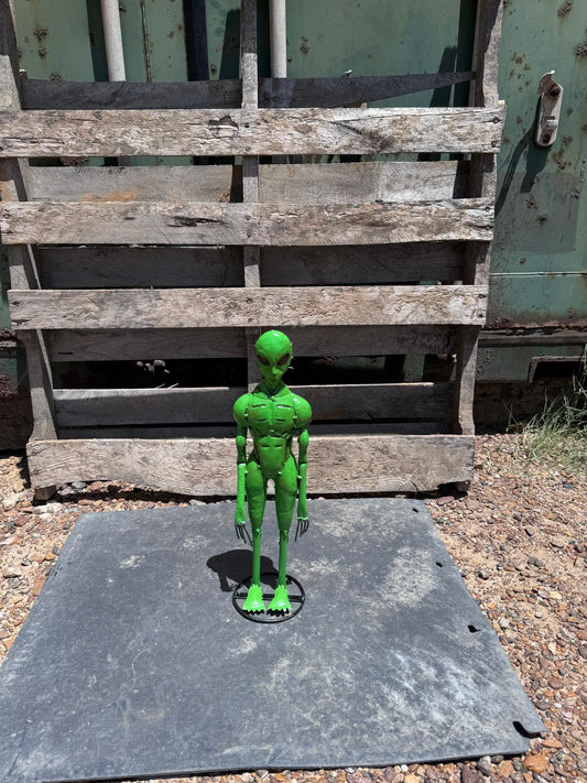 Green Alien Metal Sculpture